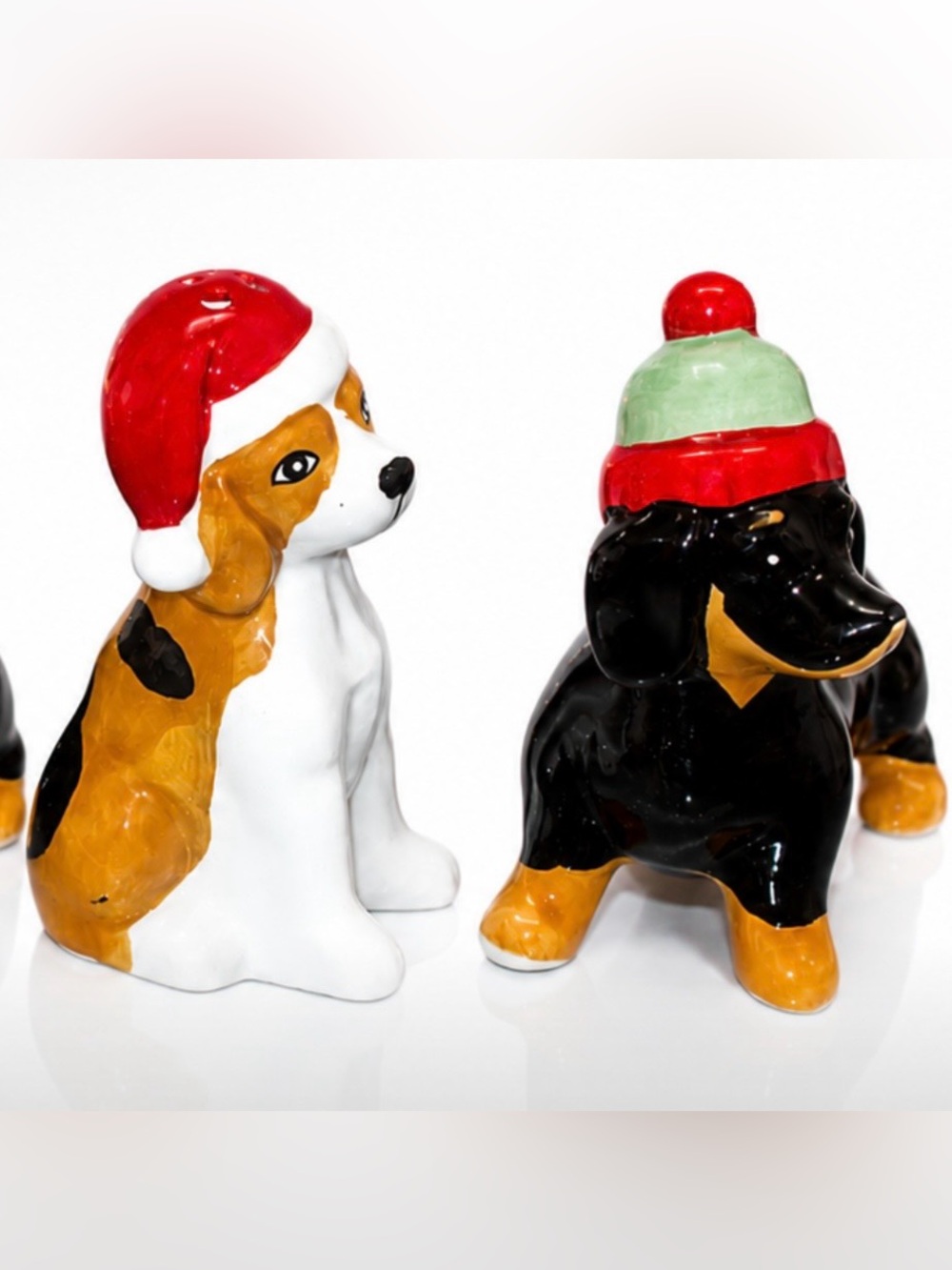 Ceramic Holiday Dog Salt and Pepper Shakers - Basset Hound & Dachshund